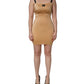 Brown Nylon Blend Cady Sleeveless Mini Dress