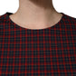 Red Black Checkered ShortSleeve Sheath Dress