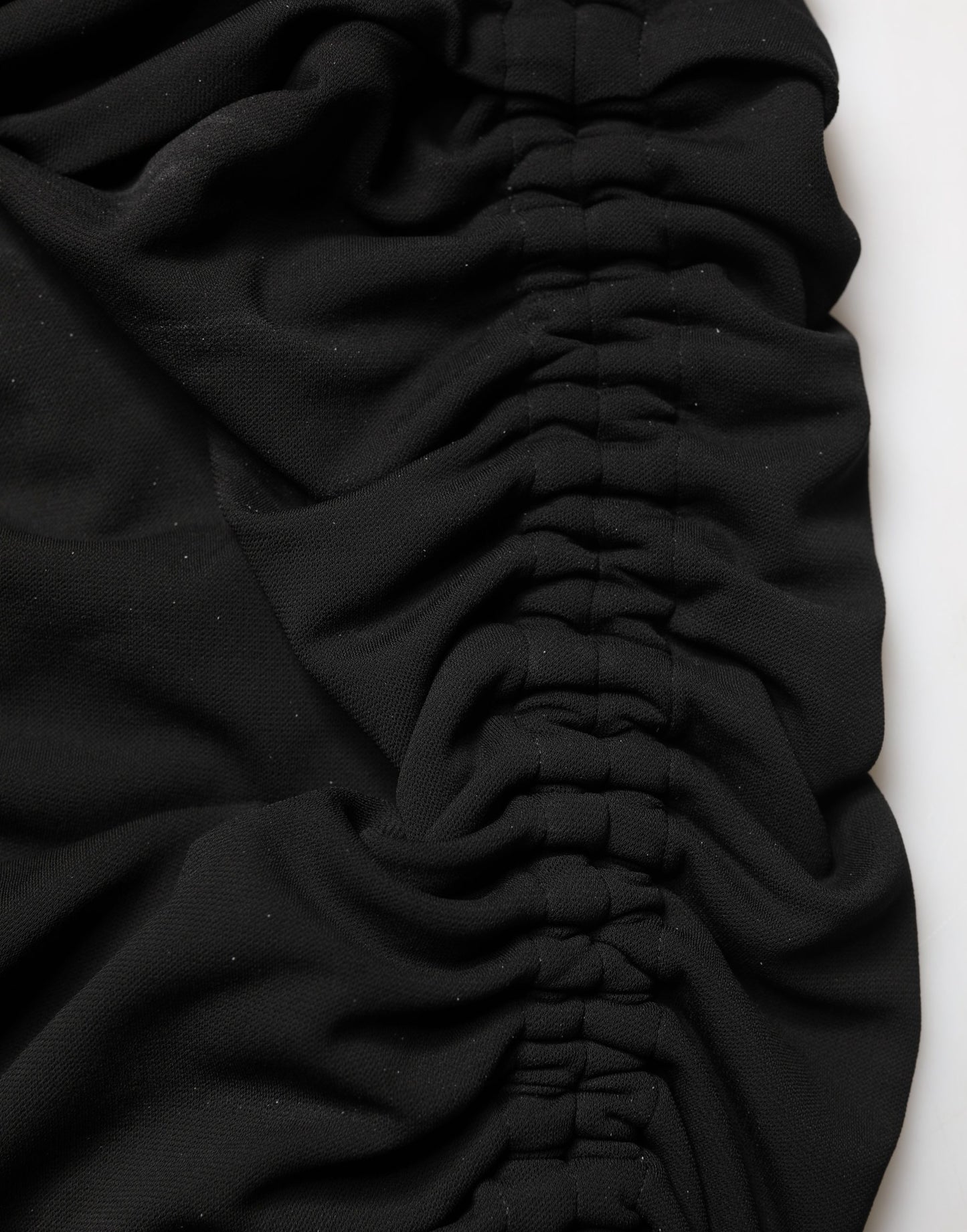 Black Jersey Calf Length Cut-Out Ruched Dress