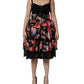 Black Sleeveless Bustier Floral Print Tiered Dress