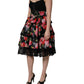 Black Sleeveless Bustier Floral Print Tiered Dress