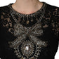 Black Crystal Embellished Sheath Midi Dress