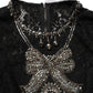 Black Crystal Embellished Sheath Midi Dress