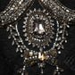 Black Crystal Embellished Sheath Midi Dress