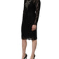 Black Crystal Embellished Sheath Midi Dress