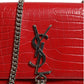 Kate Tassel Chain Bag in Red Crocodile Embossed Leather