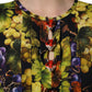 Multicolor Grape Print LongSleeve Midi Dress