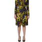 Multicolor Grape Print LongSleeve Midi Dress