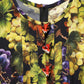 Multicolor Grape Print LongSleeve Midi Dress