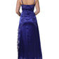 Blue Sleeveless Lace Trim A-line Gown Dress