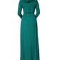 Green Round Neck Long Sleeves Gown Dress