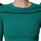 Green Round Neck Long Sleeves Gown Dress