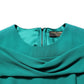 Green Round Neck Long Sleeves Gown Dress