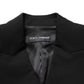 Black Wool DoubleBreasted Lace Sleeve Jacket