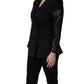 Black Wool DoubleBreasted Lace Sleeve Jacket