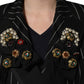 Black Stripe Double-Breasted Blazer Jacket