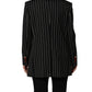 Black Stripe Double-Breasted Blazer Jacket