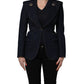Blue Single-Breasted Denim Blazer Jacket