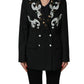 Black Stripe Double-Breasted Blazer Jacket