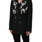 Black Stripe Double-Breasted Blazer Jacket