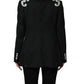 Black Stripe Double-Breasted Blazer Jacket