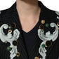 Black Stripe Double-Breasted Blazer Jacket