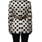 White Brocade Polka-Dot Print Blazer Jacket