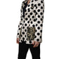 White Brocade Polka-Dot Print Blazer Jacket