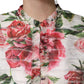 Multicolor Peony Print Polyester Coat Jacket