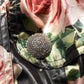 Black Floral Belted Polyester Trench Coat Jacket