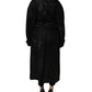 Black Belted Sheepskin Trench Coat Jacket