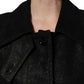 Black Belted Sheepskin Trench Coat Jacket