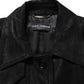 Black Belted Sheepskin Trench Coat Jacket