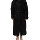 Black Belted Sheepskin Trench Coat Jacket