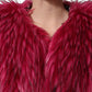 Fuchsia Belted Faux-Fur Trench Coat Jacket