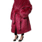 Fuchsia Belted Faux-Fur Trench Coat Jacket