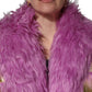 Pink Plush Faux Fur Gold Leather Coat Jacket