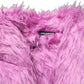 Pink Plush Faux Fur Gold Leather Coat Jacket