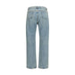 Blue Cotton Straight-Leg Jeans
