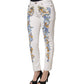 White Floral Print Skinny Denim Jeans