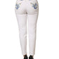 White Floral Print Skinny Denim Jeans