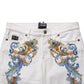 White Floral Print Skinny Denim Jeans