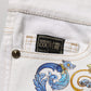 White Floral Print Skinny Denim Jeans