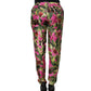 Fuchsia Fig Fruit Leaf Tapered Trouser Pants