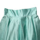 Green Satin High-Waisted Pleated A-line Midi Skirt