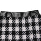 Black White Tweed Houndstooth Mini Skirt