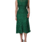 Green Floral Lace Cotton Sleeveless Midi Dress