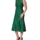 Green Floral Lace Cotton Sleeveless Midi Dress