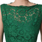 Green Floral Lace Cotton Sleeveless Midi Dress