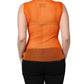 Orange See Through Crew Neck Blouse Tank Top